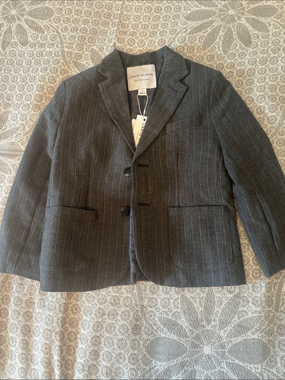 Janie and Jack Charcoal Pinstripe Blazer
